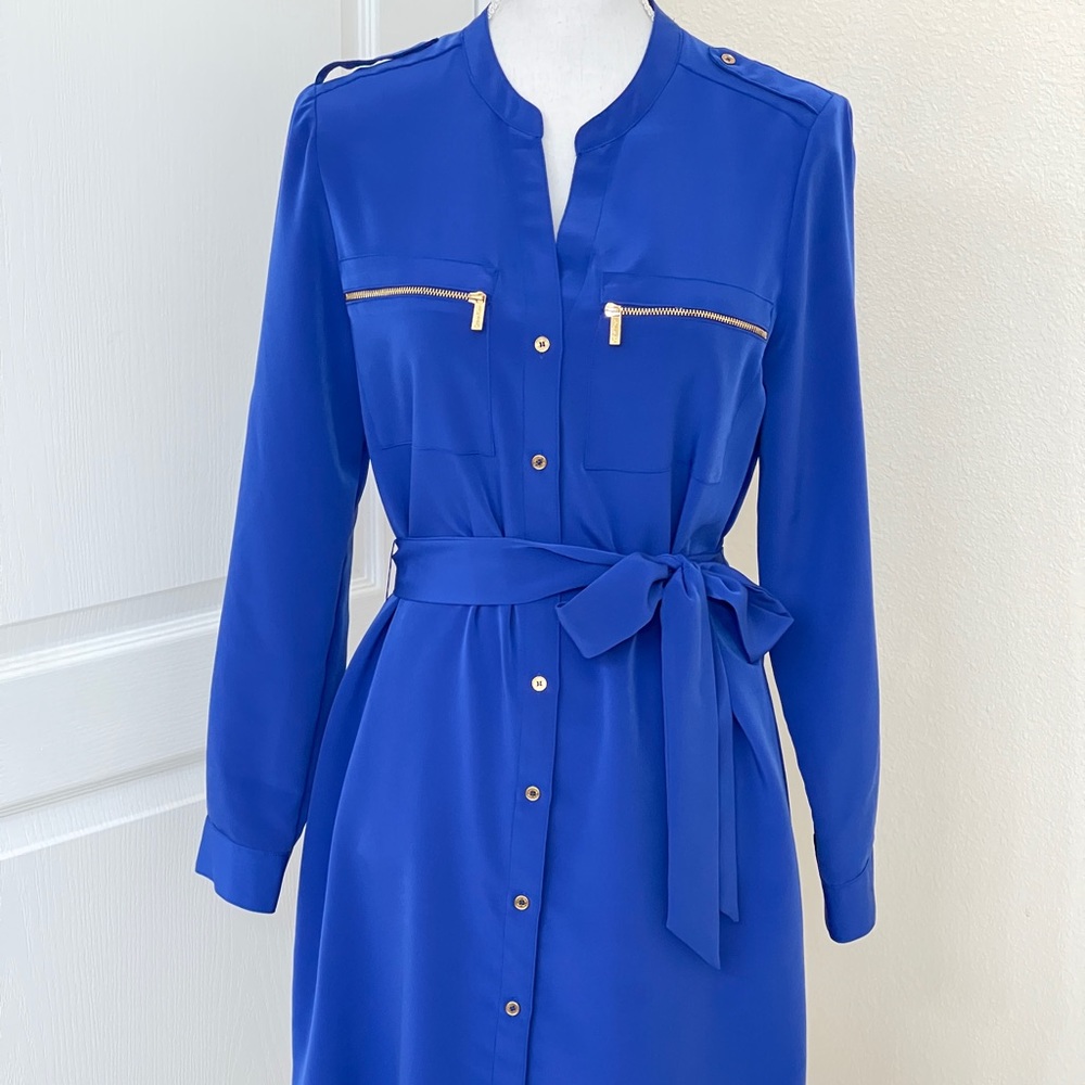 Calvin Klein Cobalt Blue Button Down Dress